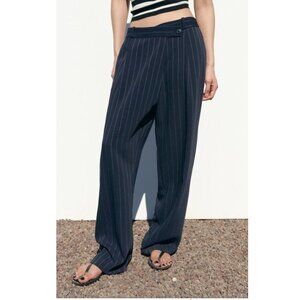 Zara pinstripe trousers with asymmetrical waist